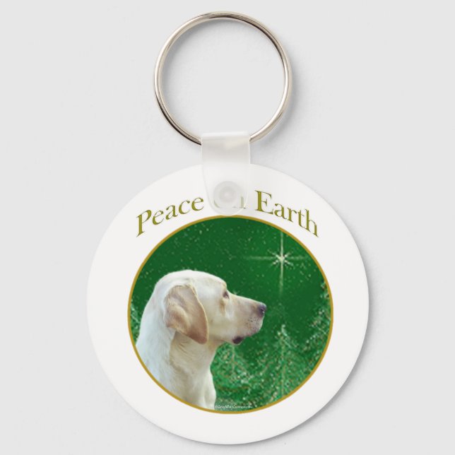 Labrador Retriever (yellow) Peace Key Ring (Front)
