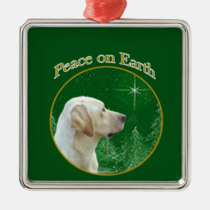 Labrador Retriever (yellow) Peace Metal Ornament
