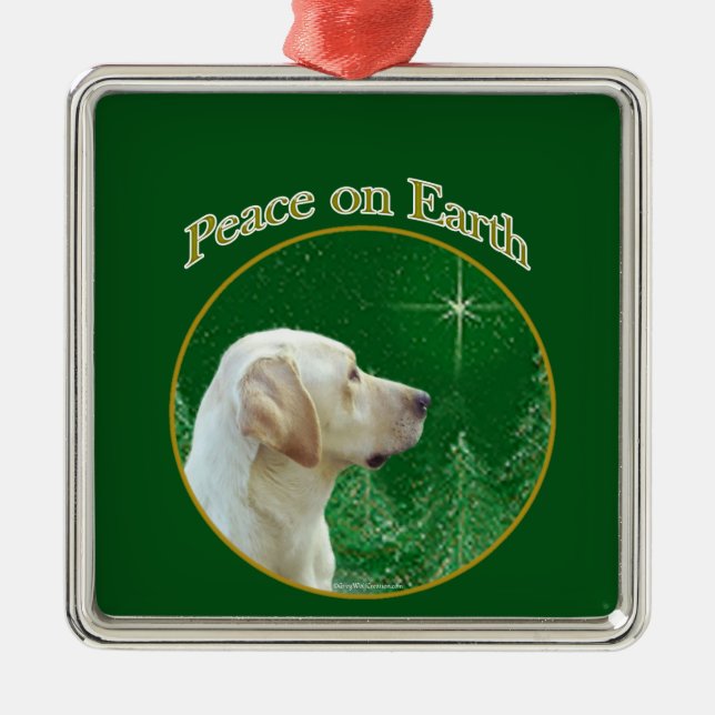 Labrador Retriever (yellow) Peace Metal Ornament (Front)