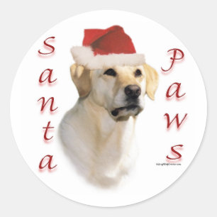 Labrador Retriever (yellow) Santa Paws Classic Round Sticker