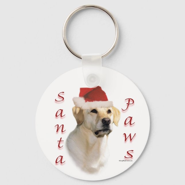 Labrador Retriever (yellow) Santa Paws Key Ring (Front)