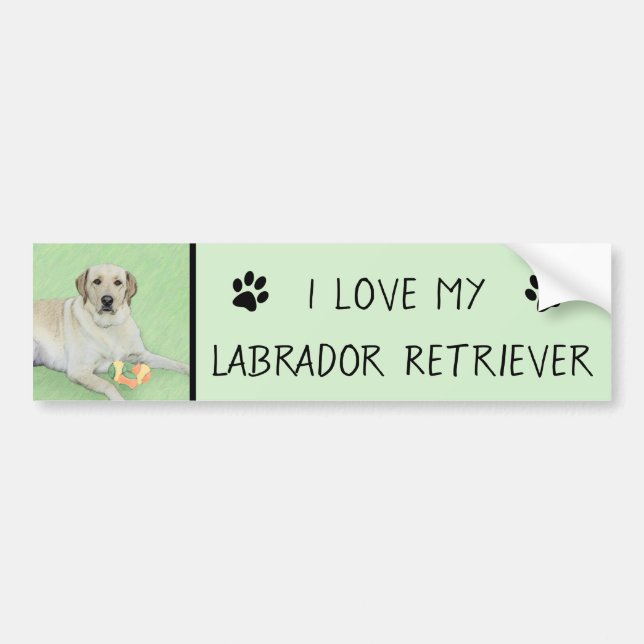 Labrador Retriever Yellow with Tennis Balls Bumper Sticker (Front)