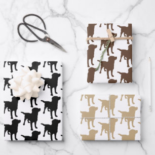 Labrador Retrievers Black Chocolate Yellow Dogs Wrapping Paper Sheet