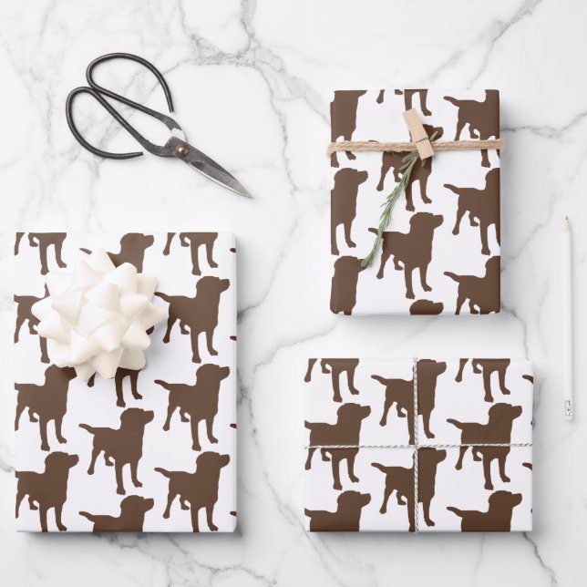 Labrador Retrievers Chocolate Dog Pattern Wrapping Paper Sheet (Front)