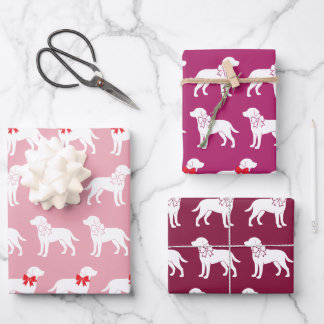 Labrador Retrievers Dog Gift Bow Pattern Wrapping Paper Sheet