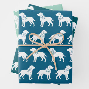 Labrador Retrievers Dog Gift Bow Pattern Wrapping Paper Sheet