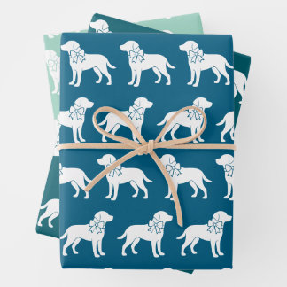 Labrador Retrievers Dog Gift Bow Pattern Wrapping Paper Sheet