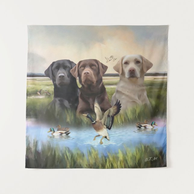 Labrador Retrievers, (Hunting dogs)  Tapestry (Front)