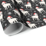 Labrador Retrievers in Christmas Hats Snowflakes Wrapping Paper<br><div class="desc">Cute labrador retrievers in santa hats with snow and snowflakes in the background. The background color is customizable.</div>