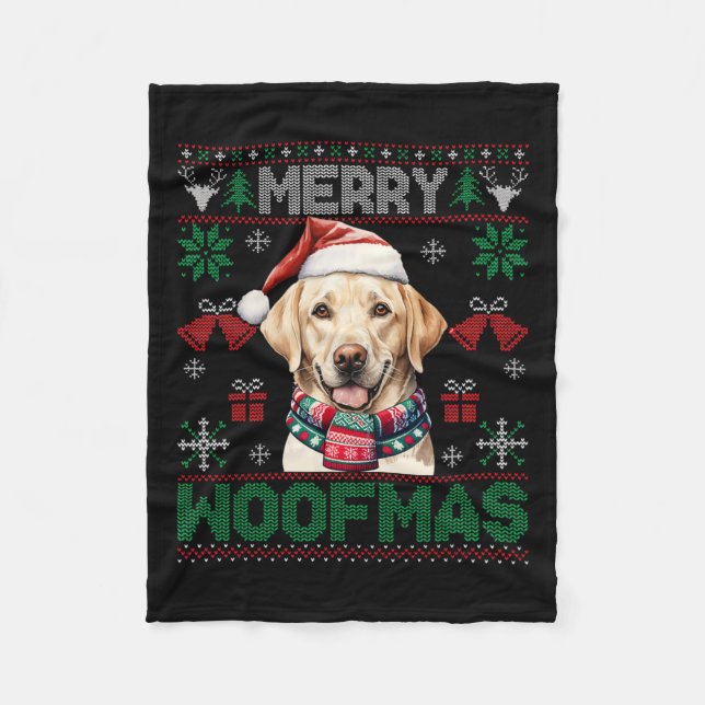 Labrador Retrievers Merry Christmas Woofmas Dog Lo Fleece Blanket (Front)