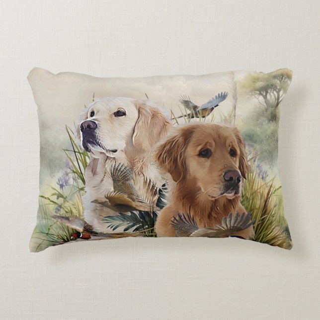 Labrador Retrievers with Pheasant ,Art  Decorative Cushion (Front)