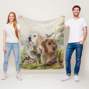 Labrador Retrievers with Pheasant ,Art Fleece Blanket