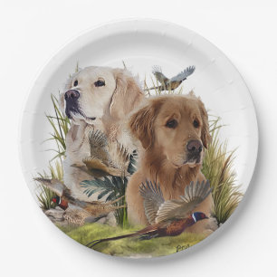 Labrador Retrievers with Pheasant ,Art  Paper Plate