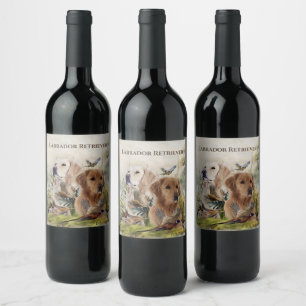 Labrador Retrievers with Pheasant ,Art  Wine Label