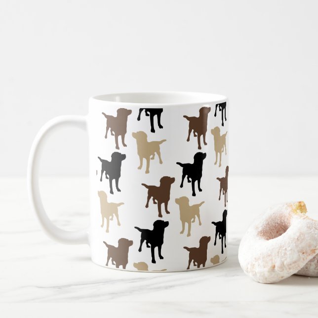 Labrador Retrievers Yellow Black Chocolate Dog  Coffee Mug (With Donut)