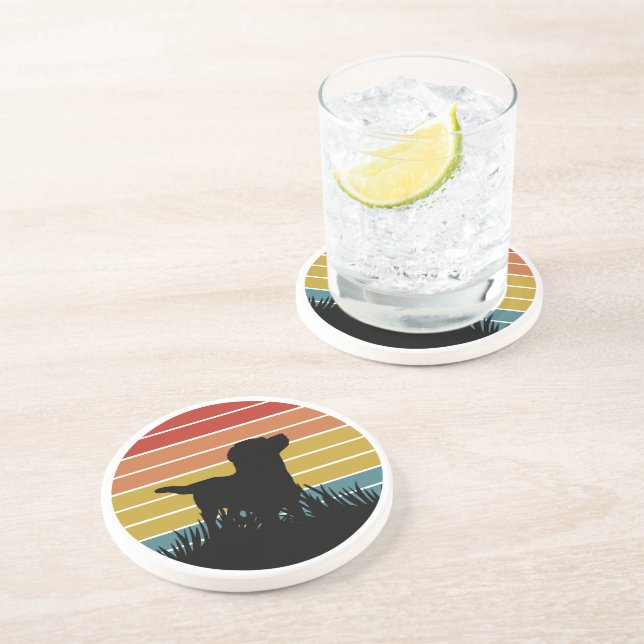 Labrador Retro Sunset Coaster (Side)