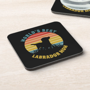 Labrador Retro Sunset Personalised Coaster