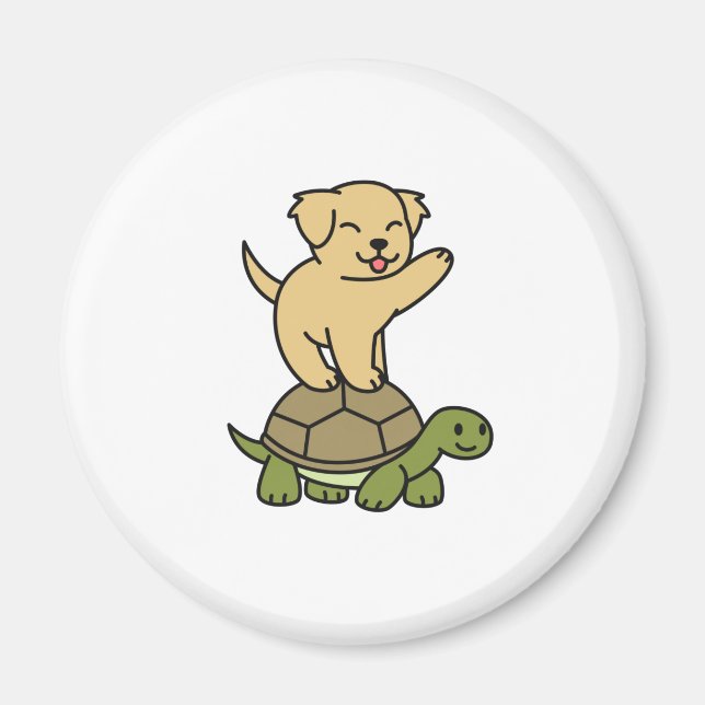 Labrador Riding Tortoise Magnet (Front)