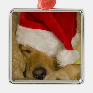 Labrador Santa Claus Metal Tree Decoration