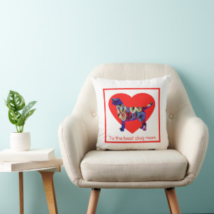 Labrador Silhouette Dog Red Heart Mother’s Day Cushion