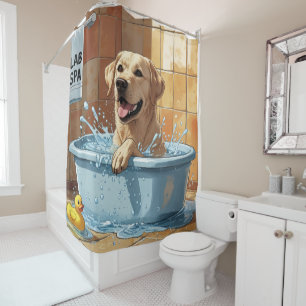 Labrador Sloppy Sleepy Cute Funny Shower Curtain