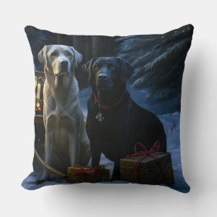 Labrador Snowy Sleigh Christmas Decor Cushion