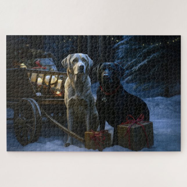 Labrador Snowy Sleigh Christmas Decor  Jigsaw Puzzle (Horizontal)