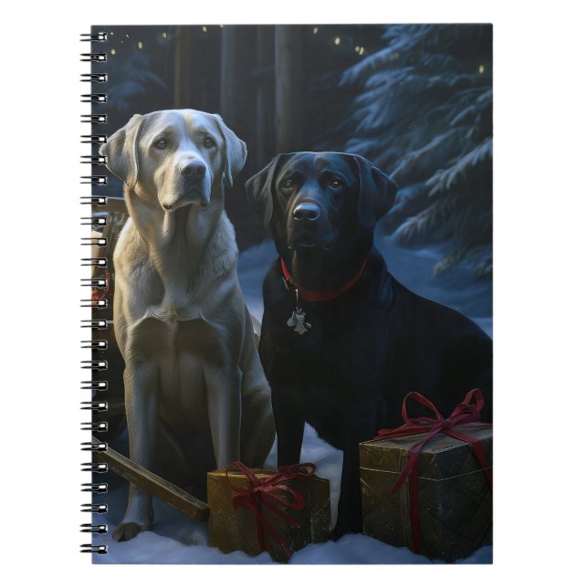Labrador Snowy Sleigh Christmas Decor  Notebook (Front)