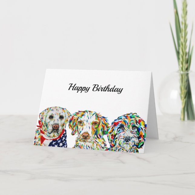 Labrador Spaniel Sheepadoodle Birthday Card (Front)