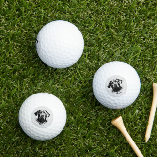 Labrador Splash Art Black Personalised Initials Golf Balls