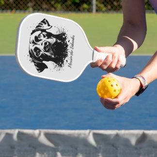 Labrador Splash Art Black Pickleball Paddle