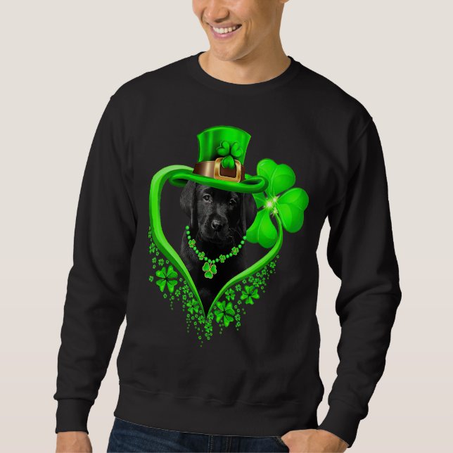 Labrador St Patricks Day Irish Shamrock Dog Love Sweatshirt (Front)