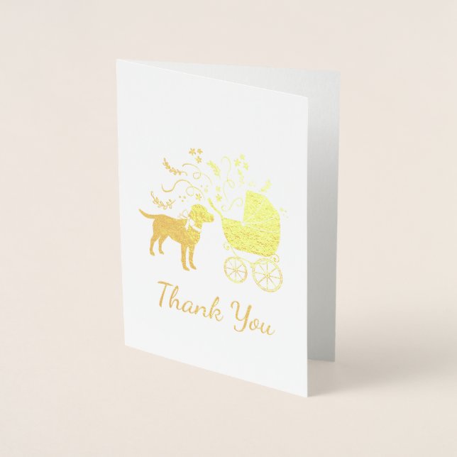 Labrador Theme - Dog Baby Shower Blue Lab Foil Card (Front)