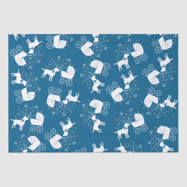 Labrador Theme - Dog Baby Shower Blue Lab Tissue Paper (Front)