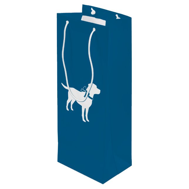 Labrador Theme - Dog Baby Shower Blue Lab Wine Gift Bag (Back Angled)