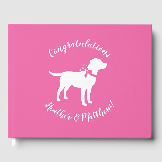 Labrador Theme Dog Baby Shower Pink Lab Guest Book (Front)