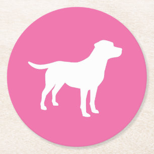 Labrador Theme Dog Baby Shower Pink Lab Round Paper Coaster