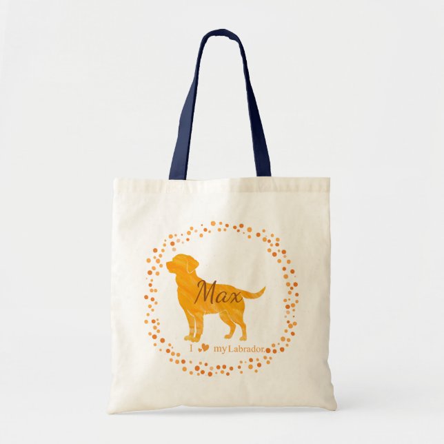 Labrador Tote Bag  Personalised Pastel Orange Gift (Front)