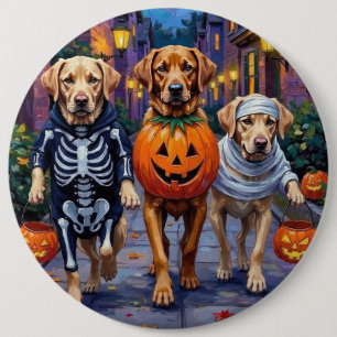 Labrador Trick-or-Treating in Halloween Costumes 6 Cm Round Badge