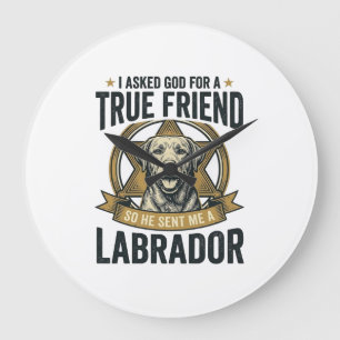 Labrador True Friend Vintage Dog Lover Design_1 Large Clock