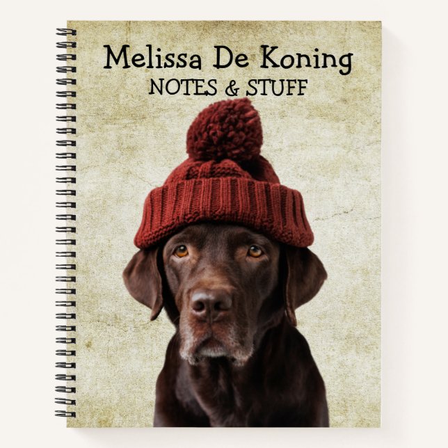 Labrador wearing a woolly hat notebook (Front)
