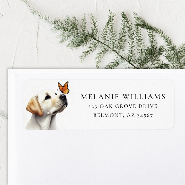 Labrador with a Monarch Butterfly Return Address Label (Creator Uploaded)