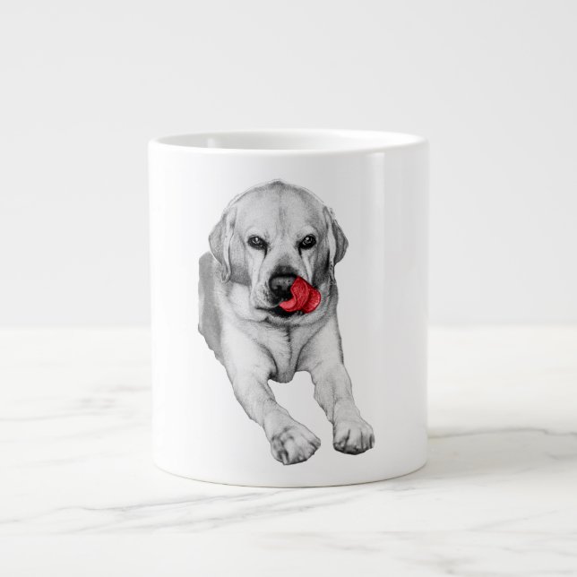 Labrador with bright red joy large coffee mug (Front)