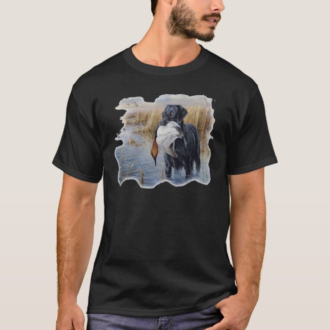Labrador with Duck- Duck Hunting T-Shirt (Front)