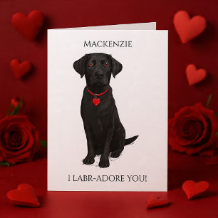 Labrador With Love Heart Adore You Personalized Card