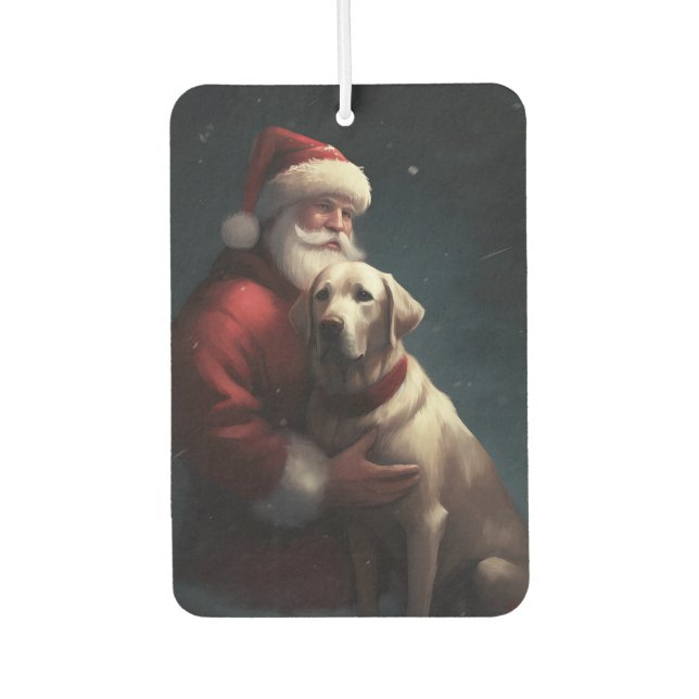 Labrador With Santa Claus Festive Christmas  Car Air Freshener (Front)