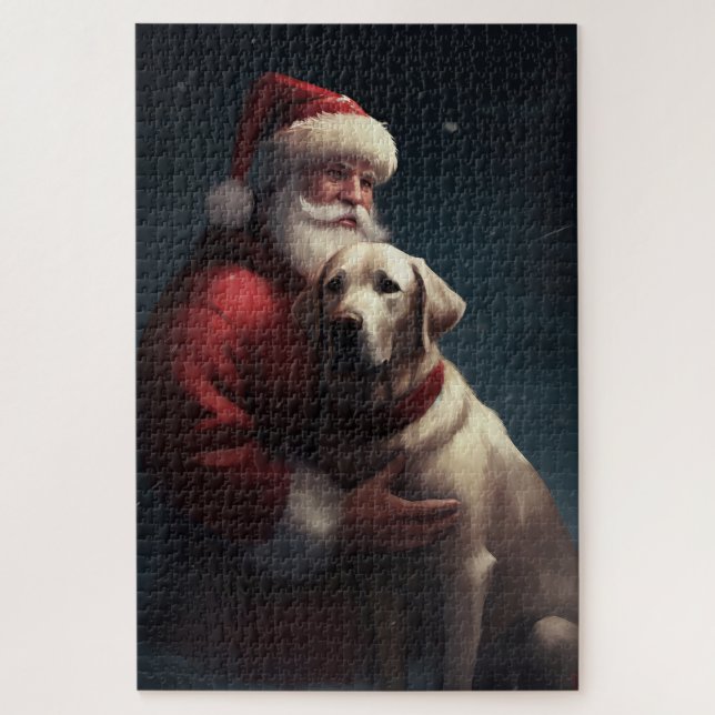 Labrador With Santa Claus Festive Christmas  Jigsaw Puzzle (Vertical)