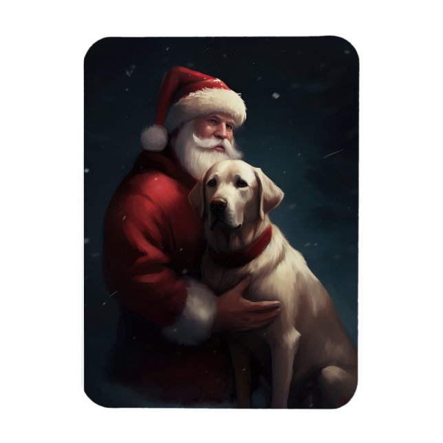 Labrador With Santa Claus Festive Christmas  Magnet (Vertical)