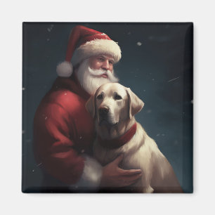 Labrador With Santa Claus Festive Christmas  Magnet