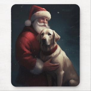 Labrador With Santa Claus Festive Christmas  Mouse Pad